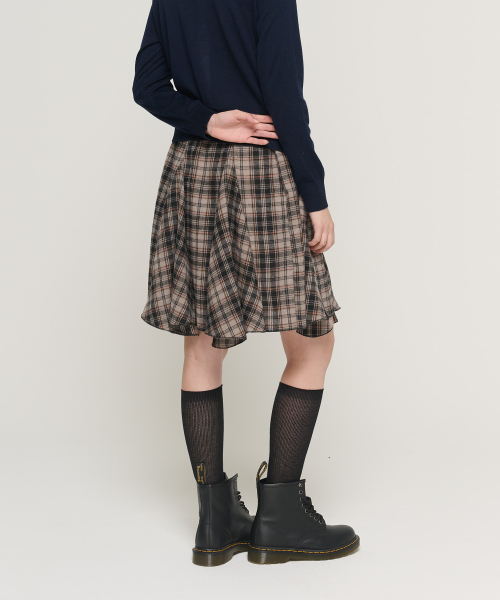 CARGOBROS FOR WOMAN(カーゴブロスフォーウィメン)の「アンバランスチェックバンディングスカート(ベージュ)(スカート・レディース・その他・FREE)」の4枚目の写真