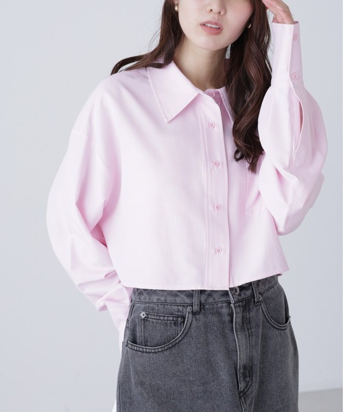 FREE'S MART（フリーズマート）の「◆バックレースアップショート丈シャツ（シャツ/ブラウス・レディース・ピンク系その他/ホワイト/ブルー系その他/グレー・FREE）」の14枚目の写真