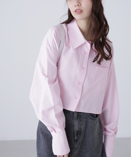 FREE'S MART（フリーズマート）の「◆バックレースアップショート丈シャツ（シャツ/ブラウス・レディース・ピンク系その他/ホワイト/ブルー系その他/グレー・FREE）」の18枚目の写真