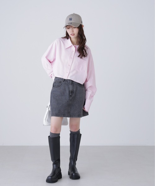 FREE'S MART（フリーズマート）の「◆バックレースアップショート丈シャツ（シャツ/ブラウス・レディース・ピンク系その他/ホワイト/ブルー系その他/グレー・FREE）」の11枚目の写真