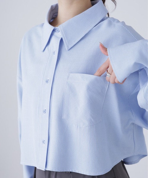 FREE'S MART（フリーズマート）の「◆バックレースアップショート丈シャツ（シャツ/ブラウス・レディース・ピンク系その他/ホワイト/ブルー系その他/グレー・FREE）」の12枚目の写真