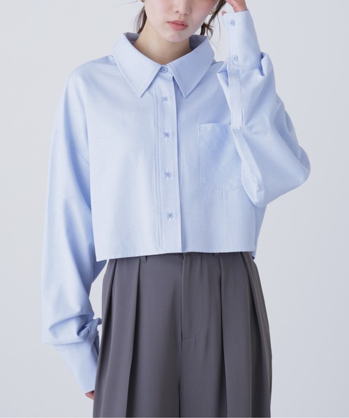 FREE'S MART（フリーズマート）の「◆バックレースアップショート丈シャツ（シャツ/ブラウス・レディース・ピンク系その他/ホワイト/ブルー系その他/グレー・FREE）」の8枚目の写真