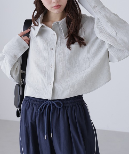 FREE'S MART（フリーズマート）の「◆バックレースアップショート丈シャツ（シャツ/ブラウス・レディース・ピンク系その他/ホワイト/ブルー系その他/グレー・FREE）」の21枚目の写真