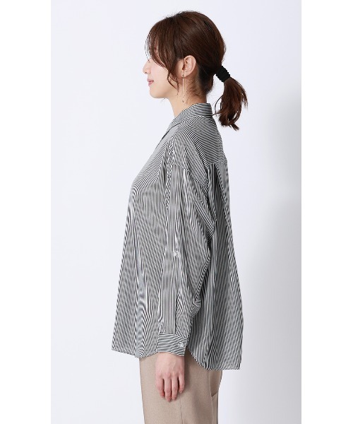 AOYAMA（アオヤマ）の「ロンドンストライプシャツ【長袖】｜通勤＆オフィス｜（シャツ/ブラウス・レディース・ブラック/ブルー・L/M）」の14枚目の写真