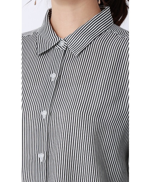 AOYAMA（アオヤマ）の「ロンドンストライプシャツ【長袖】｜通勤＆オフィス｜（シャツ/ブラウス・レディース・ブラック/ブルー・L/M）」の16枚目の写真