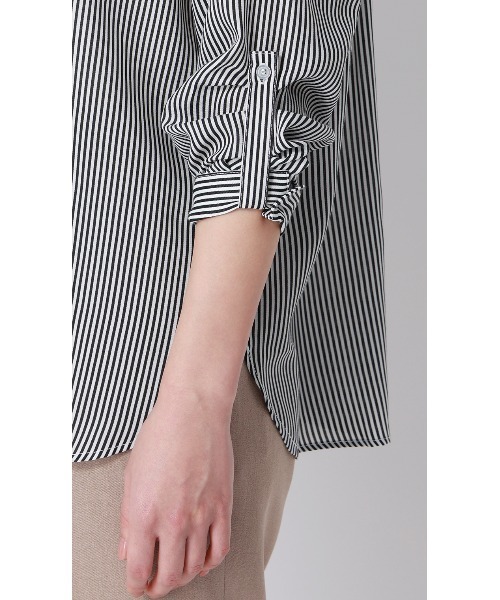 AOYAMA（アオヤマ）の「ロンドンストライプシャツ【長袖】｜通勤＆オフィス｜（シャツ/ブラウス・レディース・ブラック/ブルー・L/M）」の18枚目の写真