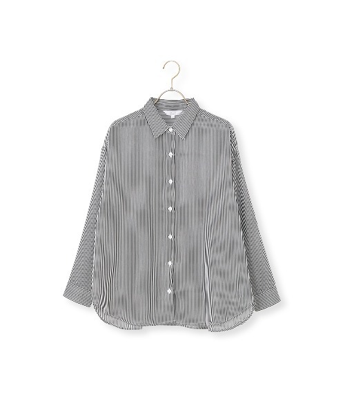 AOYAMA（アオヤマ）の「ロンドンストライプシャツ【長袖】｜通勤＆オフィス｜（シャツ/ブラウス・レディース・ブラック/ブルー・L/M）」の19枚目の写真