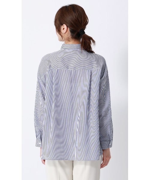 AOYAMA（アオヤマ）の「ロンドンストライプシャツ【長袖】｜通勤＆オフィス｜（シャツ/ブラウス・レディース・ブラック/ブルー・L/M）」の3枚目の写真