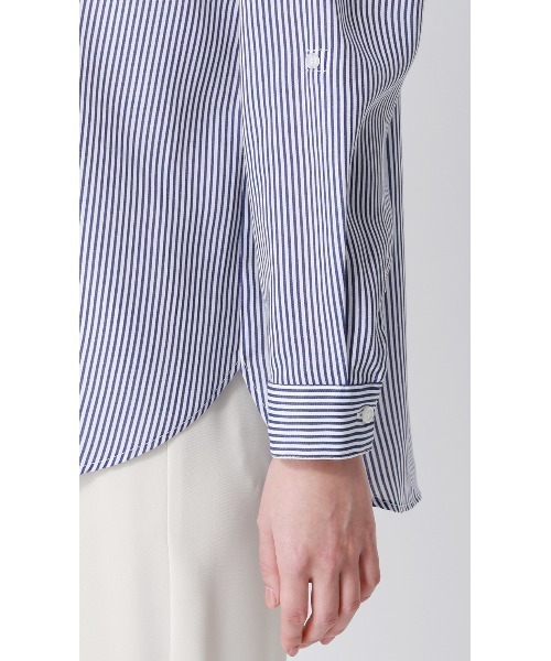 AOYAMA（アオヤマ）の「ロンドンストライプシャツ【長袖】｜通勤＆オフィス｜（シャツ/ブラウス・レディース・ブラック/ブルー・L/M）」の5枚目の写真