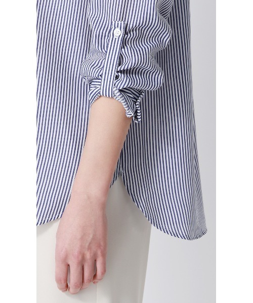 AOYAMA（アオヤマ）の「ロンドンストライプシャツ【長袖】｜通勤＆オフィス｜（シャツ/ブラウス・レディース・ブラック/ブルー・L/M）」の6枚目の写真