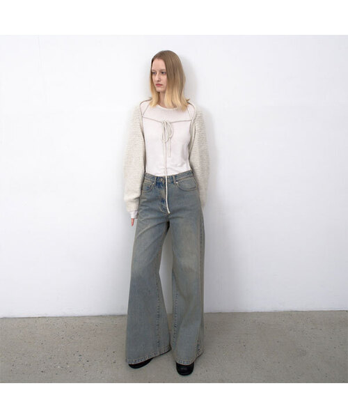 ATELIER NAIN(アトリエナイン)の「FADED VINTAGE WIDE DENIM PANTS(PT-5720)(デニムパンツ・レディース・グレイッシュブルー・MEDIUM/SMALL)」の1枚目の写真