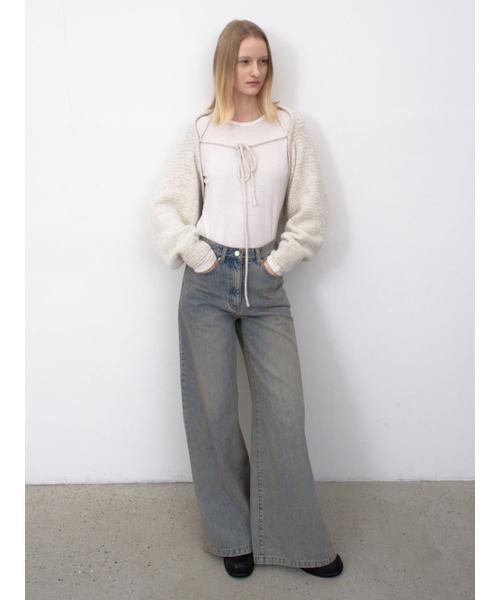 ATELIER NAIN(アトリエナイン)の「FADED VINTAGE WIDE DENIM PANTS(PT-5720)(デニムパンツ・レディース・グレイッシュブルー・MEDIUM/SMALL)」の2枚目の写真
