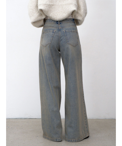 ATELIER NAIN(アトリエナイン)の「FADED VINTAGE WIDE DENIM PANTS(PT-5720)(デニムパンツ・レディース・グレイッシュブルー・MEDIUM/SMALL)」の3枚目の写真