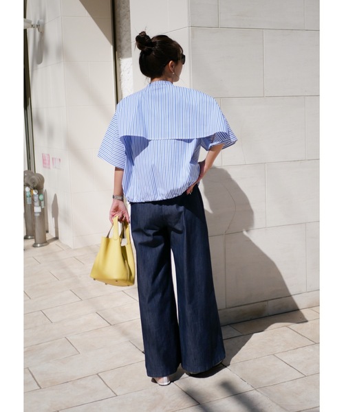 BeBeoD(べベッド)の「タックデザインワイドデニムパンツ(デニムパンツ・レディース・ブラック/ホワイト/ブルー/グレー・フリー)」の16枚目の写真
