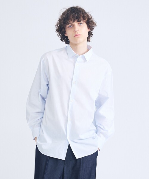 ABAHOUSE（アバハウス）の「エアリーストライプ オーバーサイズ レギュラーカラーシャツ（シャツ/ブラウス・メンズ・サックスブルー/ブルー/グリーン系その他・48/46）」の3枚目の写真