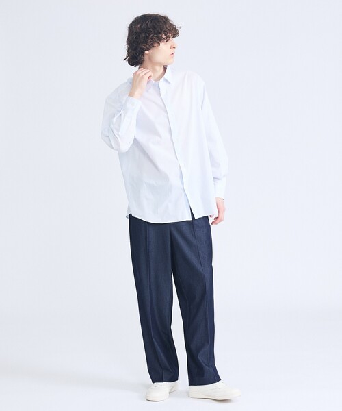 ABAHOUSE（アバハウス）の「エアリーストライプ オーバーサイズ レギュラーカラーシャツ（シャツ/ブラウス・メンズ・サックスブルー/ブルー/グリーン系その他・48/46）」の4枚目の写真