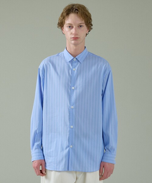 ABAHOUSE（アバハウス）の「エアリーストライプ オーバーサイズ レギュラーカラーシャツ（シャツ/ブラウス・メンズ・サックスブルー/ブルー/グリーン系その他・48/46）」の5枚目の写真
