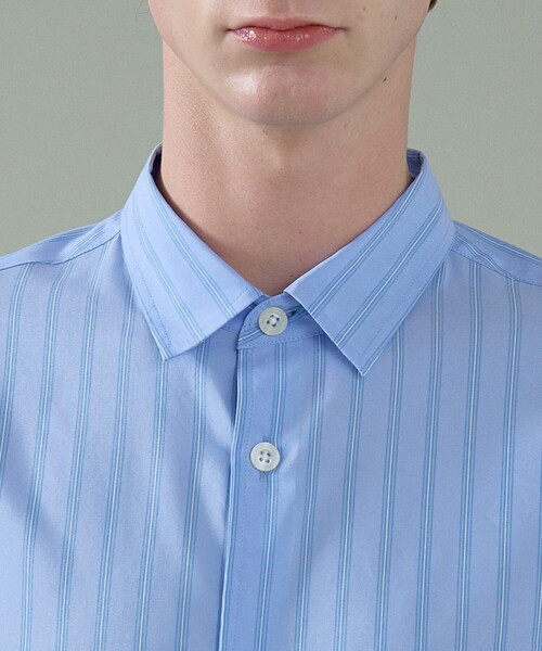 ABAHOUSE（アバハウス）の「エアリーストライプ オーバーサイズ レギュラーカラーシャツ（シャツ/ブラウス・メンズ・サックスブルー/ブルー/グリーン系その他・48/46）」の8枚目の写真