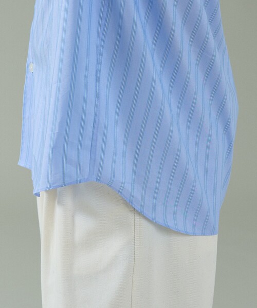 ABAHOUSE（アバハウス）の「エアリーストライプ オーバーサイズ レギュラーカラーシャツ（シャツ/ブラウス・メンズ・サックスブルー/ブルー/グリーン系その他・48/46）」の10枚目の写真