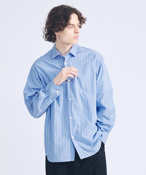 ABAHOUSE（アバハウス）の「エアリーストライプ オーバーサイズ レギュラーカラーシャツ（シャツ/ブラウス・メンズ・サックスブルー/ブルー/グリーン系その他・48/46）」の14枚目の写真