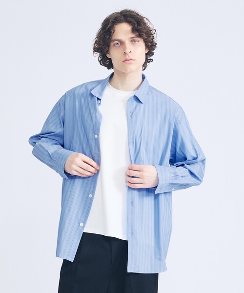 ABAHOUSE（アバハウス）の「エアリーストライプ オーバーサイズ レギュラーカラーシャツ（シャツ/ブラウス・メンズ・サックスブルー/ブルー/グリーン系その他・48/46）」の15枚目の写真