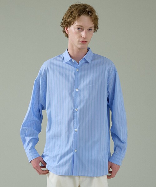 ABAHOUSE（アバハウス）の「エアリーストライプ オーバーサイズ レギュラーカラーシャツ（シャツ/ブラウス・メンズ・サックスブルー/ブルー/グリーン系その他・48/46）」の19枚目の写真