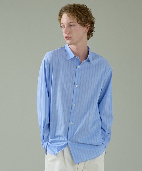 ABAHOUSE（アバハウス）の「エアリーストライプ オーバーサイズ レギュラーカラーシャツ（シャツ/ブラウス・メンズ・サックスブルー/ブルー/グリーン系その他・48/46）」の20枚目の写真