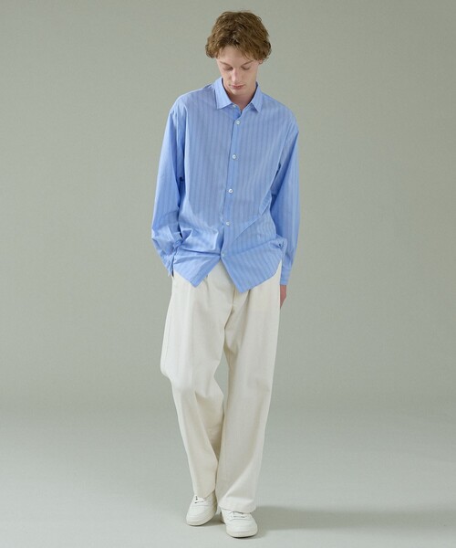 ABAHOUSE（アバハウス）の「エアリーストライプ オーバーサイズ レギュラーカラーシャツ（シャツ/ブラウス・メンズ・サックスブルー/ブルー/グリーン系その他・48/46）」の21枚目の写真