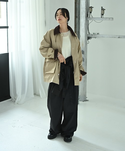 STYLE DELI(スタイルデリ)の「【BLK001】ツイルカバーオール(カバーオール・レディース・ブラック/ベージュ・FREE)」の5枚目の写真