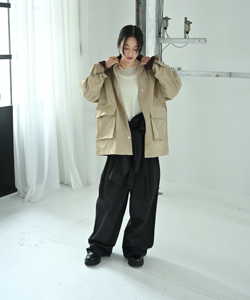 STYLE DELI(スタイルデリ)の「【BLK001】ツイルカバーオール(カバーオール・レディース・ブラック/ベージュ・FREE)」の6枚目の写真