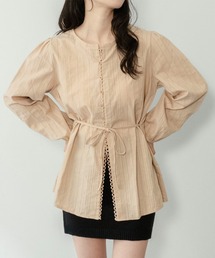 on:nue（オンニュ）の「【on:nue】[着用動画あり!] ノーカラージャカードリボンブラウス  2026 SS COLLECTION（シャツ/ブラウス）」