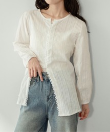 on:nue（オンニュ）の「【on:nue】[着用動画あり!] ノーカラージャカードリボンブラウス  2026 SS COLLECTION（シャツ/ブラウス）」