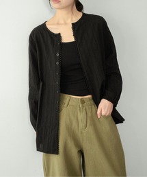 on:nue（オンニュ）の「【on:nue】[着用動画あり!] ノーカラージャカードリボンブラウス  2026 SS COLLECTION（シャツ/ブラウス）」