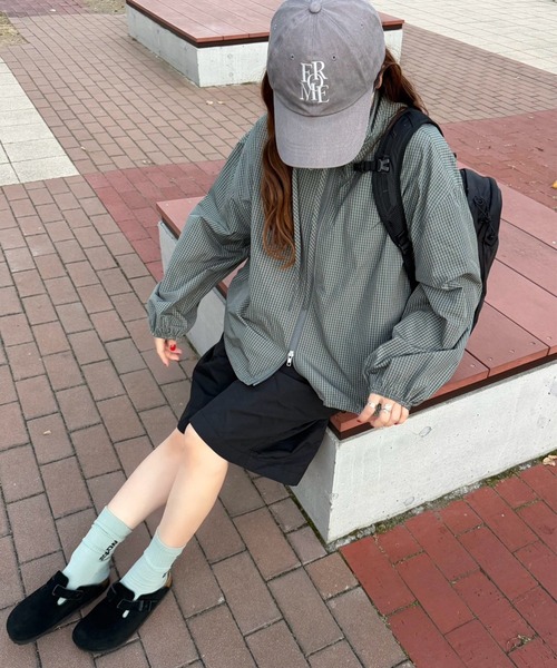 HEILIS(ヘイリス)の「【新色追加】【Chel select】ノルディックチェックジャンパー / ブラック カーキ ファスナー フーディー ダブルジップ アウター ジャケット ブルゾン トップス シティガール ガーリー 韓国 ノームコア ストリート カジュアル カーキグレー グレー 夏服 春服 秋服 冬服 チェック柄 軽量 冷房対策 羽織 UV対策 紫外線対策(ブルゾン・レディース・ブラック・FREE)」の20枚目の写真