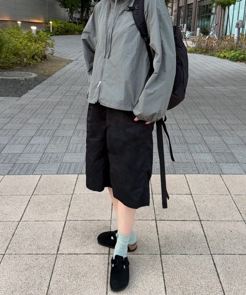 HEILIS(ヘイリス)の「【新色追加】【Chel select】ノルディックチェックジャンパー / ブラック カーキ ファスナー フーディー ダブルジップ アウター ジャケット ブルゾン トップス シティガール ガーリー 韓国 ノームコア ストリート カジュアル カーキグレー グレー 夏服 春服 秋服 冬服 チェック柄 軽量 冷房対策 羽織 UV対策 紫外線対策(ブルゾン・レディース・ブラック・FREE)」の22枚目の写真