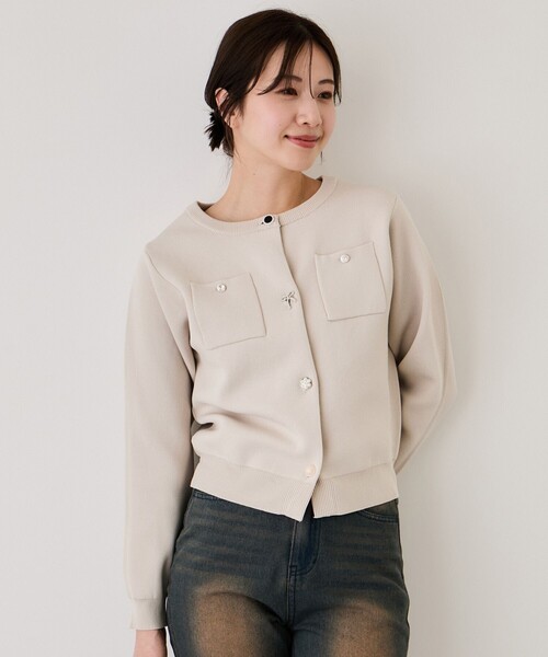 Jayro（ジャイロ）の「ポケ付アソートボタンカーディガン（カーディガン/ボレロ・レディース・ベージュ/チャコールグレー/グレー/ホワイト系その他2/ピンク・M）」の5枚目の写真