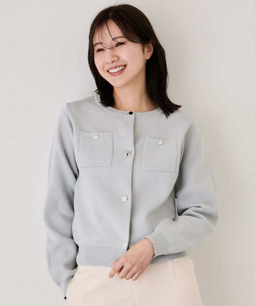 Jayro（ジャイロ）の「ポケ付アソートボタンカーディガン（カーディガン/ボレロ・レディース・ベージュ/チャコールグレー/グレー/ホワイト系その他2/ピンク・M）」の4枚目の写真