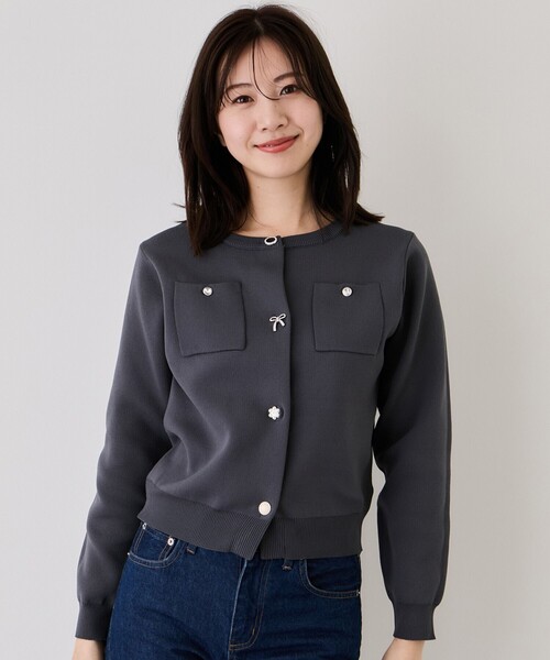 Jayro（ジャイロ）の「ポケ付アソートボタンカーディガン（カーディガン/ボレロ・レディース・ベージュ/チャコールグレー/グレー/ホワイト系その他2/ピンク・M）」の3枚目の写真