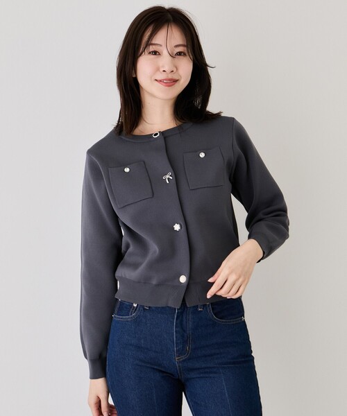 Jayro（ジャイロ）の「ポケ付アソートボタンカーディガン（カーディガン/ボレロ・レディース・ベージュ/チャコールグレー/グレー/ホワイト系その他2/ピンク・M）」の6枚目の写真