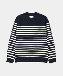 marine stripe crew neck knit navy