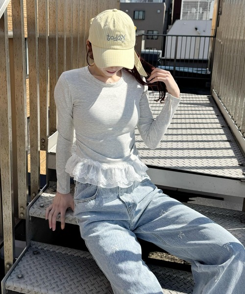frunco(フランコ)の「レースフリル付きロンT(Tシャツ/カットソー・レディース・グレー/ブラック/ホワイト・FREE)」の19枚目の写真