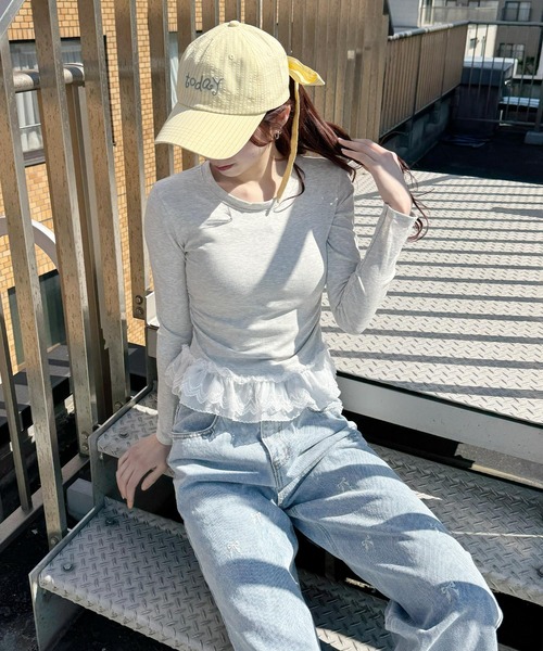 frunco(フランコ)の「レースフリル付きロンT(Tシャツ/カットソー・レディース・グレー/ブラック/ホワイト・FREE)」の15枚目の写真