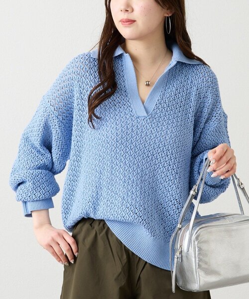 russet（ラシット）の「スキッパーニット（カーディガン/ボレロ・レディース・アイボリー/サックスブルー・FREE）」の2枚目の写真