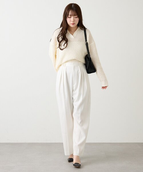 russet（ラシット）の「スキッパーニット（カーディガン/ボレロ・レディース・アイボリー/サックスブルー・FREE）」の8枚目の写真