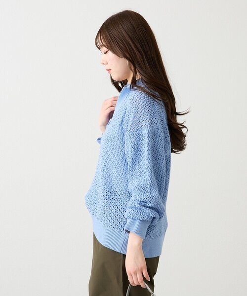 russet（ラシット）の「スキッパーニット（カーディガン/ボレロ・レディース・アイボリー/サックスブルー・FREE）」の4枚目の写真