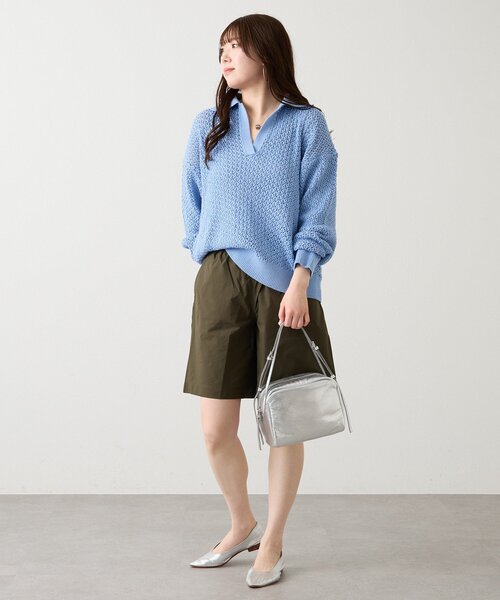 russet（ラシット）の「スキッパーニット（カーディガン/ボレロ・レディース・アイボリー/サックスブルー・FREE）」の5枚目の写真