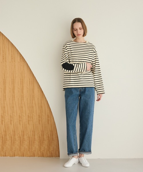 LA MARINE FRANCAISE（マリン フランセーズ）の「【MONT KEMMEL別注】エルボーパッチボーダープルオーバー（Tシャツ/カットソー・レディース・ネイビー系/ブラック系その他・FREE）」の15枚目の写真