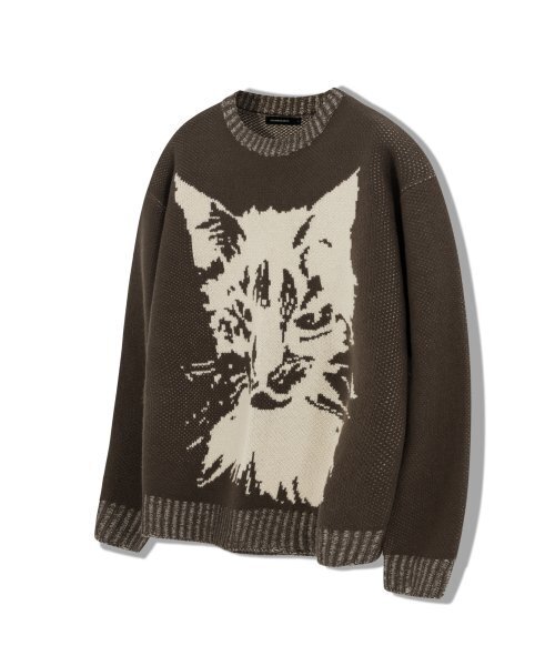 IUGAMAKARAS(イウガマカラス)の「Cat Graphic Distressed Knit (Brown)(ニット/セーター・レディース・その他・1)」の6枚目の写真