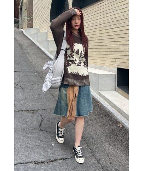 IUGAMAKARAS(イウガマカラス)の「Cat Graphic Distressed Knit (Brown)(ニット/セーター・レディース・その他・1)」の8枚目の写真
