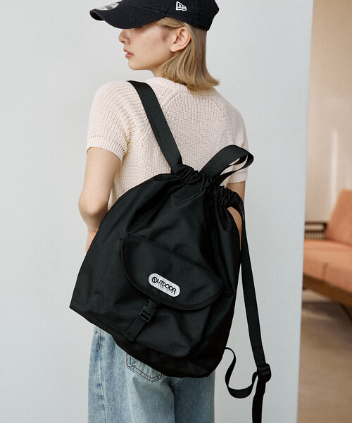 OUTDOOR PRODUCTS（アウトドアプロダクツ）の「OUTDOOR PRODUCTS/アウトドアプロダクツ フロントポケット ナップザック　限定展開（バックパック/リュック・レディース・その他9/ブラック・ONE SIZE）」の13枚目の写真
